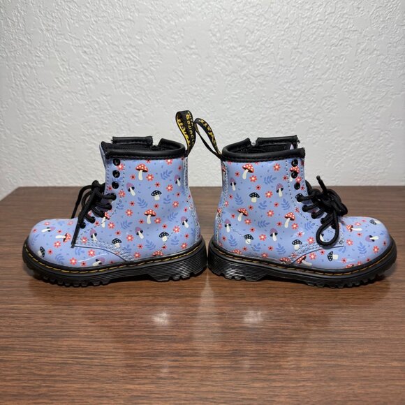 Dr Martens 1460 Toddler Patent Woodland Boots Size 8/EU24 Zen Blue Mushroom Zip - Picture 6 of 11